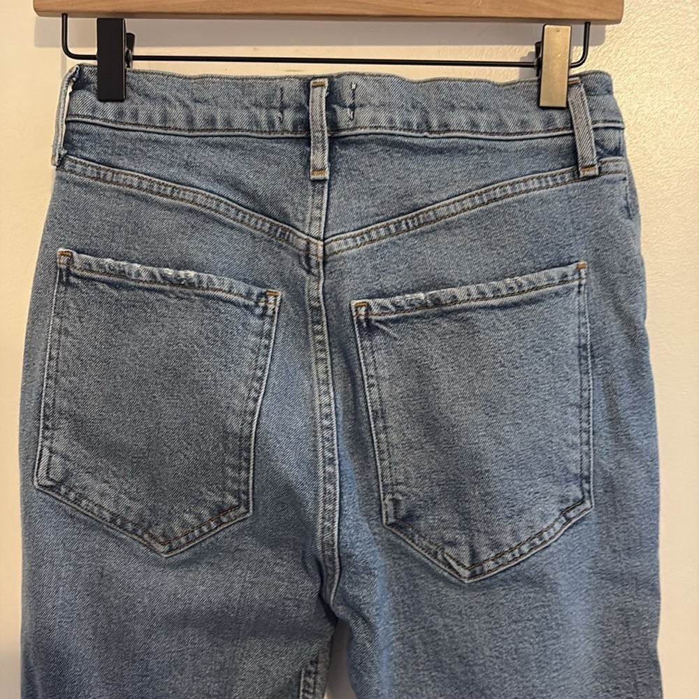 Agolde Riley Distressed High Rise Button Fly Cropped Jeans 25 - Picture 5 of 11